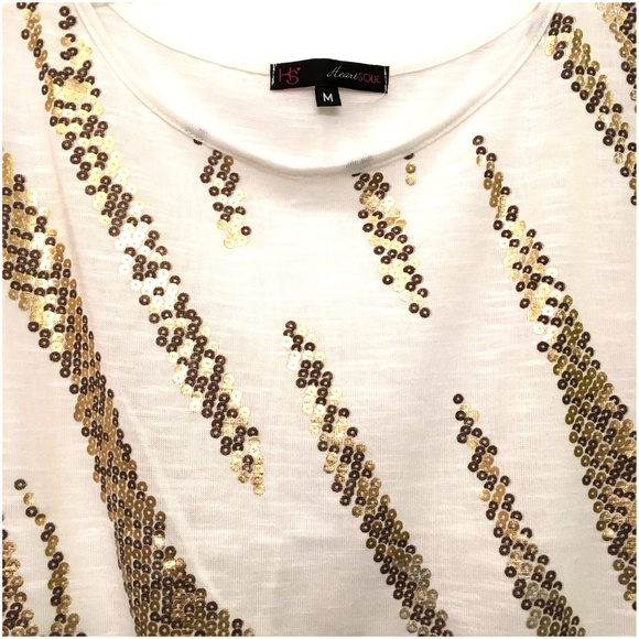 HeartSoul Shimmery Gold Faux Sequin Top - Picture 5 of 7